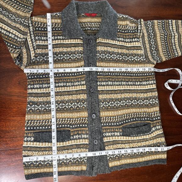 Fair Isle Womens Cardigan Sweater Size Large Button Up Cozy Comfy Preppy Classic - Picture 6 of 8